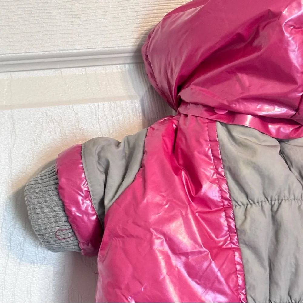 Pet Life Small Dog Puffer Jacket Pink Grey Gray Fleece Lined Snaps Hooded Small